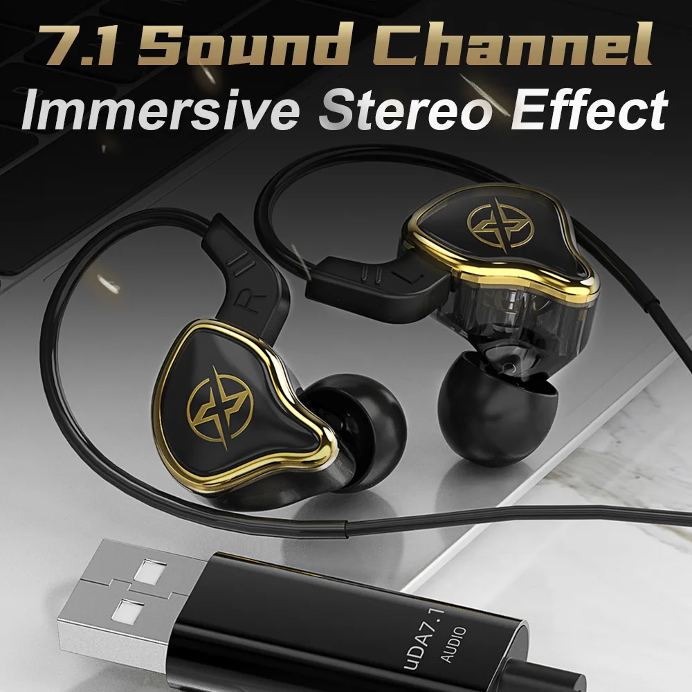 Gaming Headset with 7.1-Channel Sound USB Interface Wired Earphones Featuring Heavy Bass And Microphone Earbuds for Computer