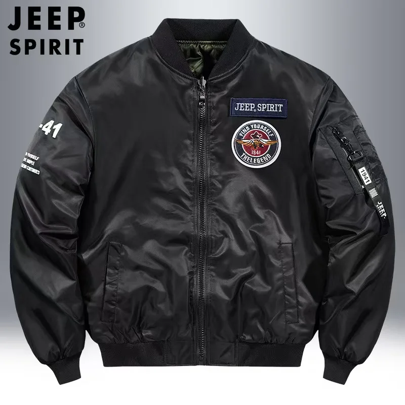 JEEP Herbst- und Winter-Fliegeranzug für Herren, doppelseitig, für junge Freizeitpiloten, mit Baumwolljacke für Männer