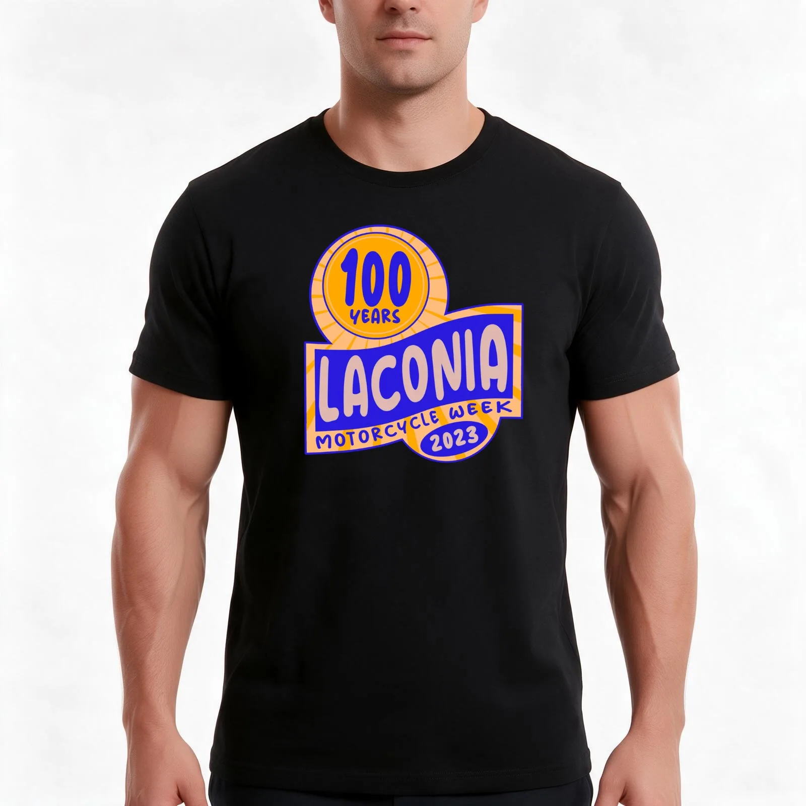 Laconia motorcycle week 2023 T-Shirt, Summer Casual Cotton Tee, Oversized Streetwear Tops, Vintage Graphic Print, 100% Cotton