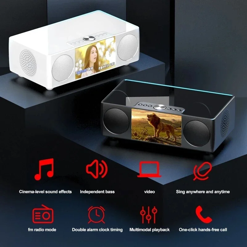 

S99 SOAIY High Power Bluetooth Speaker High-end Atmospheric Wireless Bluetooth Speaker Movies with Screen Has a Clock Subwoofer