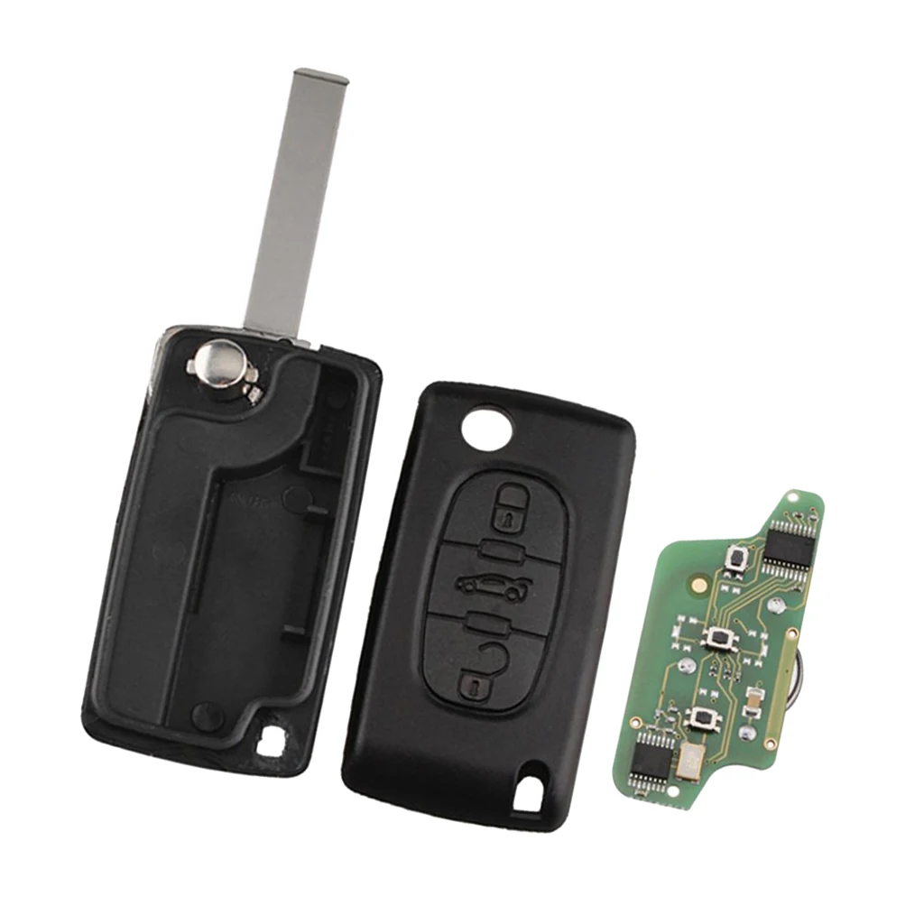 Flip Folding Remote Key Shell Three Button Chip Keyless Fob ABS Material for Citroen C8