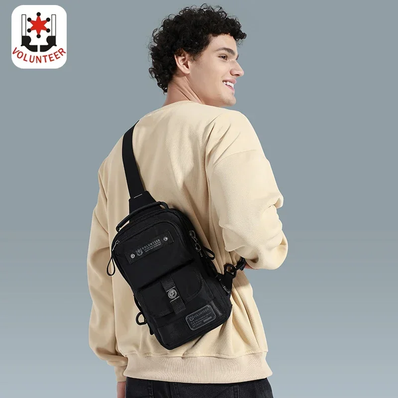 Volunteer Mens Oxford Cloth Crossbody Bags Outdoor Casual Messenger Bag Men Fashion Multifunctional Sports Shoulder Bag 1825-08