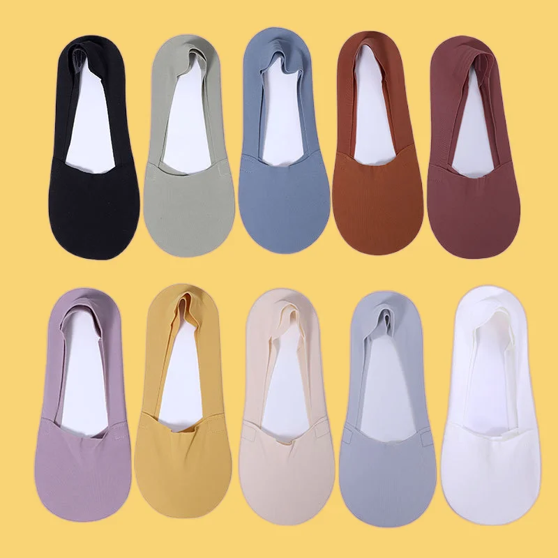 

2/5 Pairs 2024 New Summer Towel Bottom Sweat-Absorbing Nylon Ice Silk Breathable Invisible Low-top Socks Women's Boat Socks