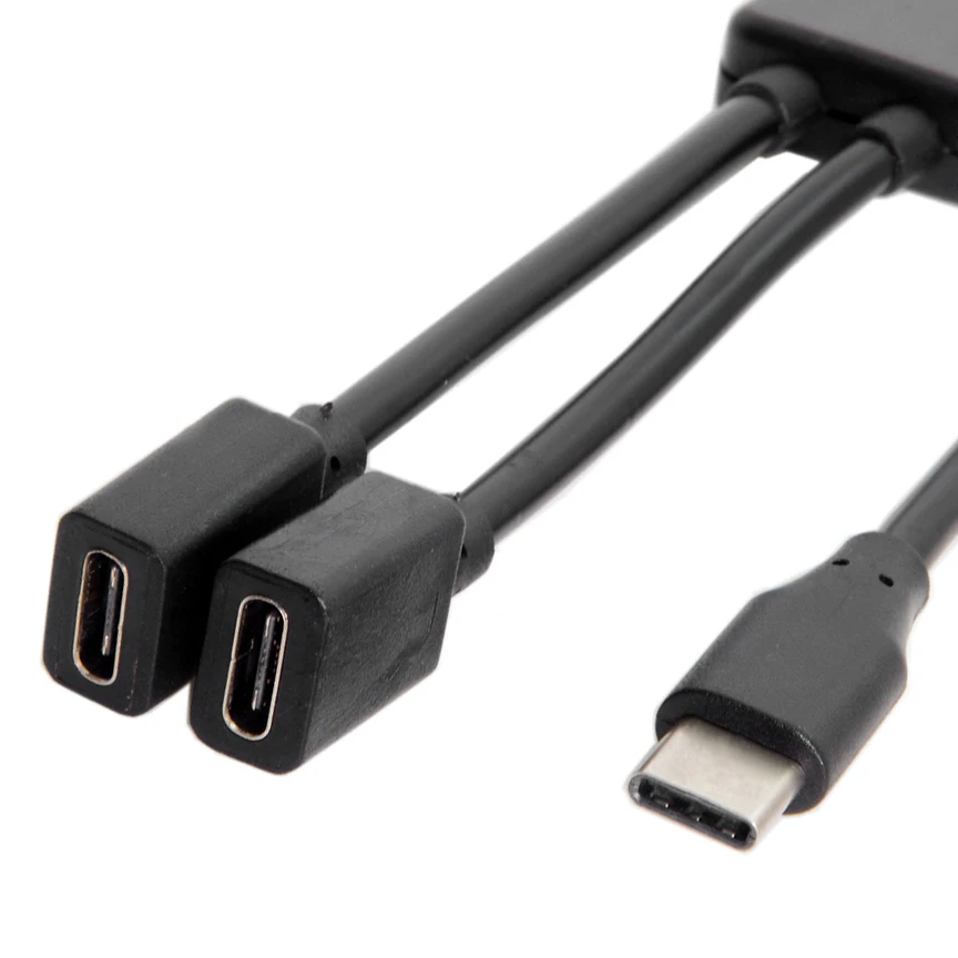 USB-C หญิงฮับพอร์ตคู่ไปยังสาย USB-C ชายสําหรับแล็ปท็อปพีซีและเมาส์และแฟลชดิสก์และคีย์บอร์ดและเครื่องอ่านการ์ดฮาร์ดดิสก์