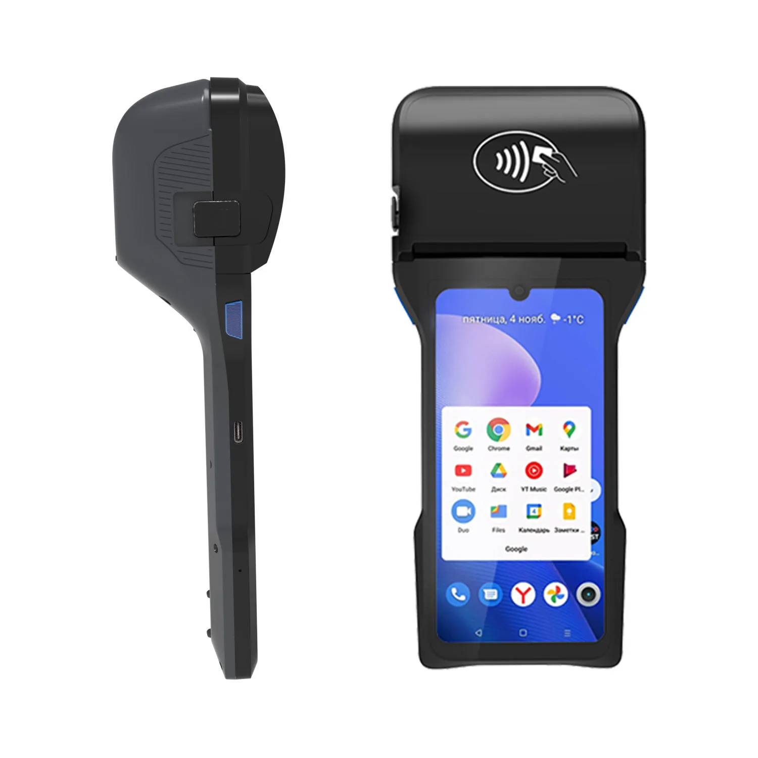 

6.26-inch Touch Screen Android 14 POS Terminal Mobile Payment Cash Register With 4G Wifi SIM NFC Scanner 80mm Thermal Printer