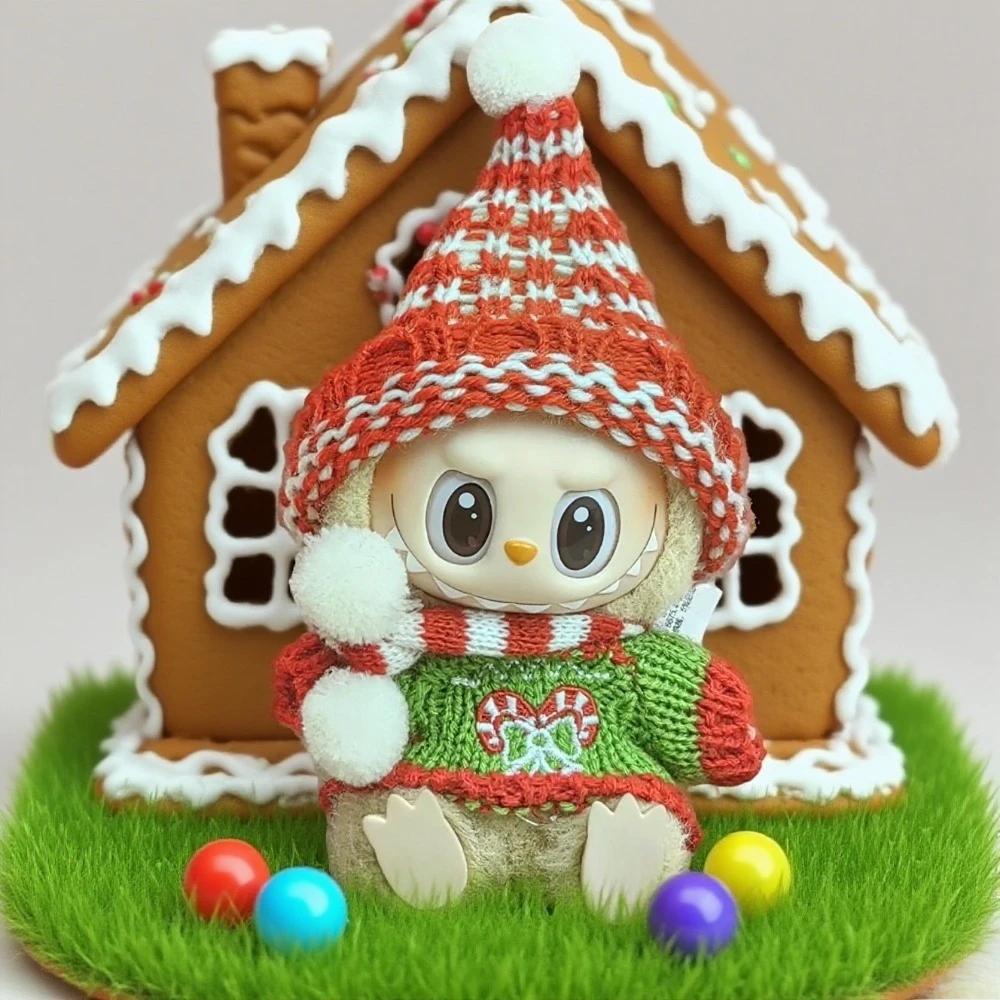 

Мини-кукла, одежда, аксессуары для Labubu Idol V1 V2, Рождественский свитер с печеньем, шляпа, новогодняя одежда, подарок