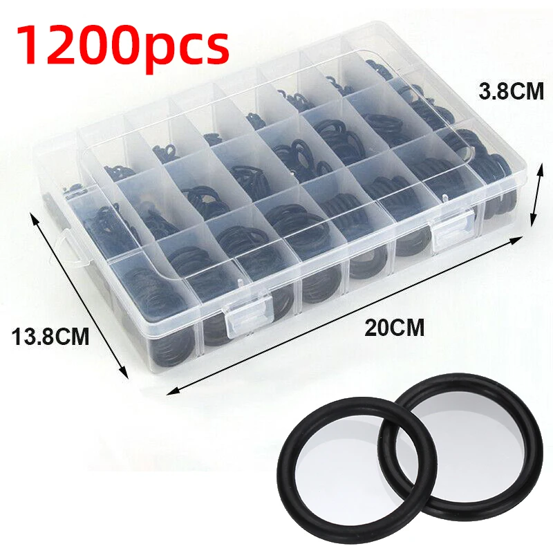 1200Pcs Universal Air Conditioning O-Ring Seals Nitrile Rubber Guard Coil Gaskets