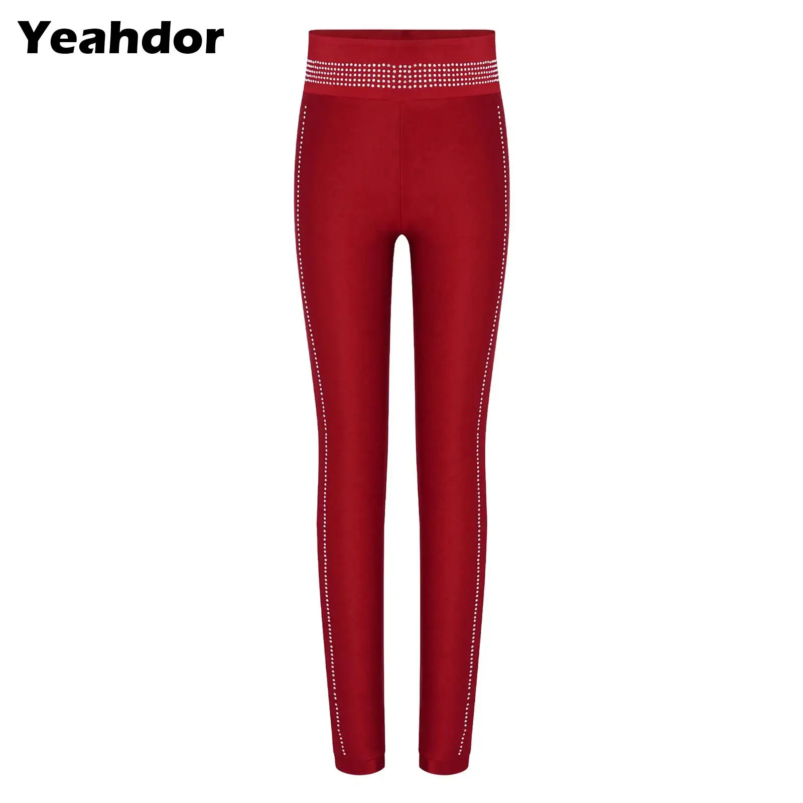 

Kids Girls Shiny Rhinestones Figure Ice Skating Leggings Sports Gymnastics Skinny Pants Dance Tights Bottoms