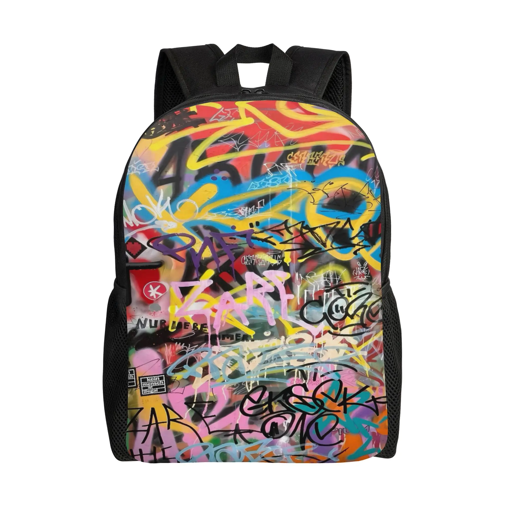 Graffiti Layer Sketch Anime Backpack  Unisex Polyester Trekking Backpacks Pattern Cool High School Bags Rucksack