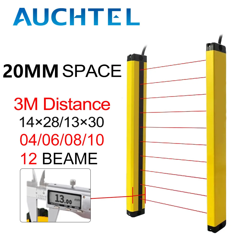 AUCHTEL 14X28 Sicherheits-Lichtvorhang RC/H20 04-12 Strahl 0,2-3m Schmaler Raum Erfassungsabstand Ultra-Dünnes Gitter-Schutzvorrichtung