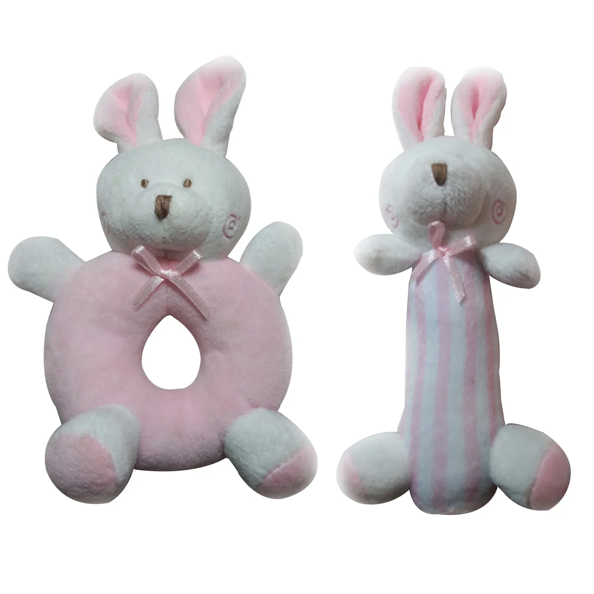 

2 PCS Plush Toys Newborn Gift Crib Toys Rabbits Bunny (Pink) toys rattle for newborns