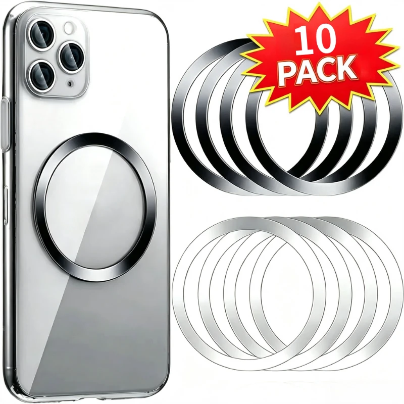 10 Pack Strong Magnetic Metal Plate Ring Universal Pad Sticker Magnet Stand for iPhone Samsung Wireless Charger Car Phone Holder