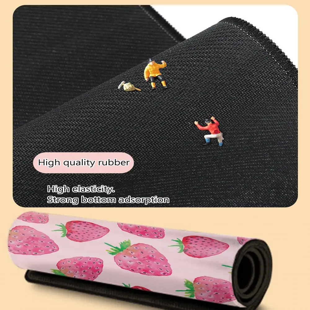 Strawberry Desk Mat Kawaii Mousepad Pink Cute milk sakura cherry blossom pattern Pastel aesthetic deskmat XXL gaming mouse pads