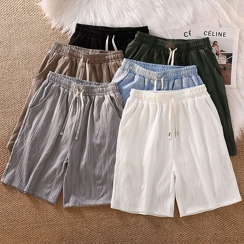 

Мужские повседневные шорты из жаккарда с принтом тай-дай и полосками, свободные, с карманами, для активного отдыха, разноцветные, прямого кроя