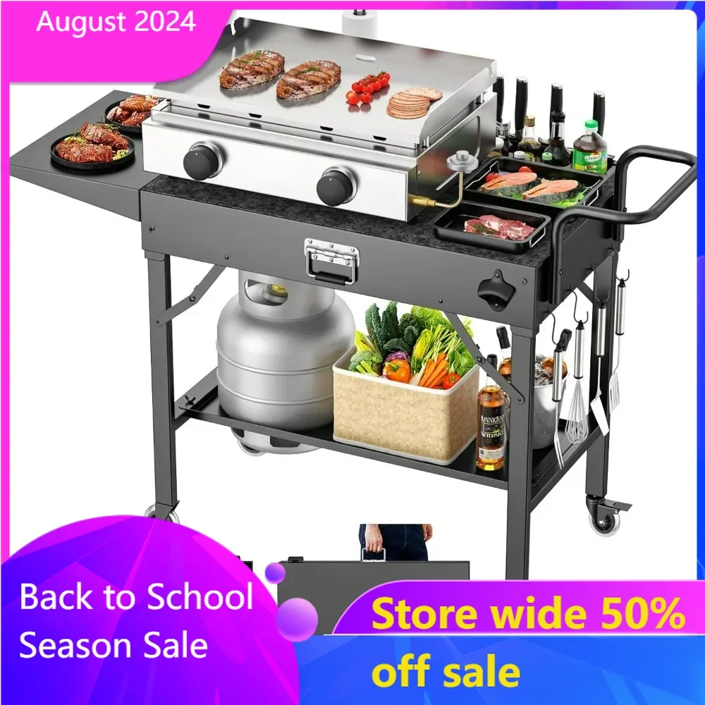 

Outdoor Grill Table, Blackstone Griddle Stand, Folding Grill Cart, Pizza Oven Table Stand for Onni,Food Prep Table with Wheels