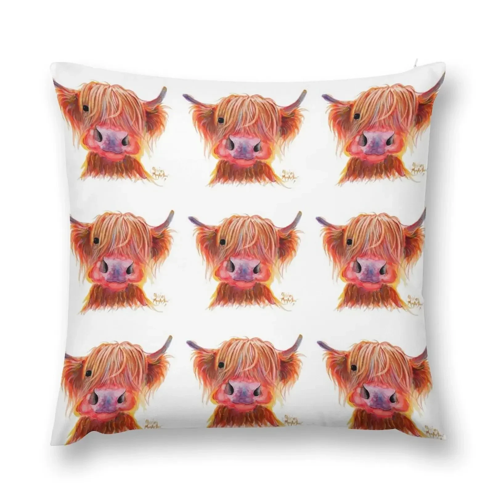 

Scottish Highland Hairy Cow ' CHILLI CHOPS ' by Shirley MacArthur Throw Pillow covers for pillows pillow cover luxury pillow