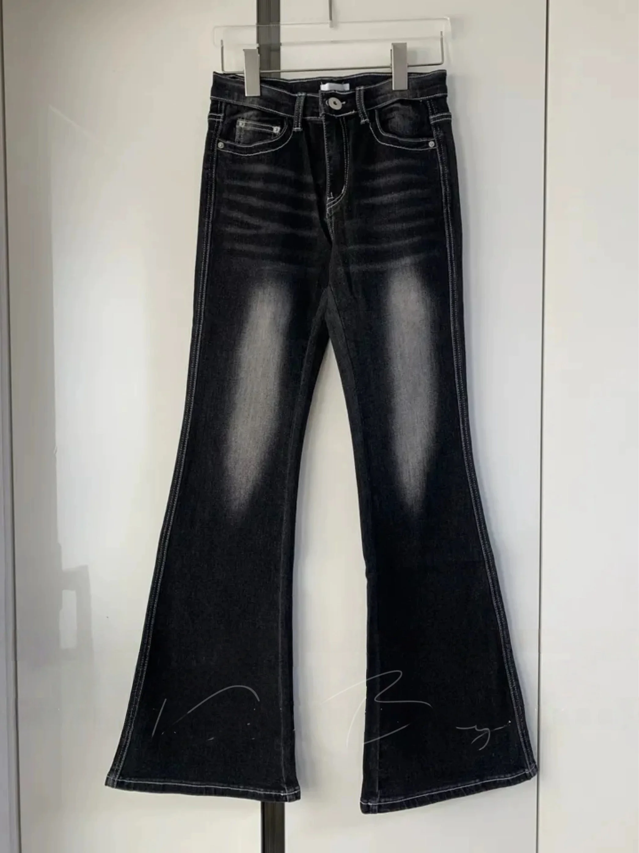 

Low Waist Flared Straight Leg Jeans Women's Sexy Butt Enhancing Hip Enlarging Retro Sle High Elastici Cotton Denim