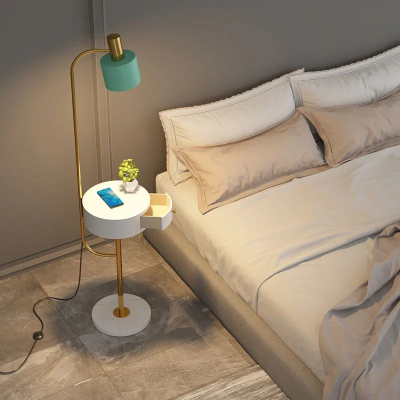 Modern Simple Floor Lamp for Tea Table Living Room Sofa Bedroom Study Stand Lamp Nordic Iron Art Drawer Light LED Vertical Lamps