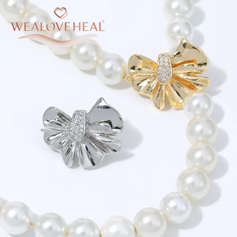 1 Stück 18K vergoldete Messing-Zirkon-Schleifen-Druckknopf-Perlenverschluss für DIY-Perlenketten, Pulloverketten und Schmuckherstellung – Detail 15