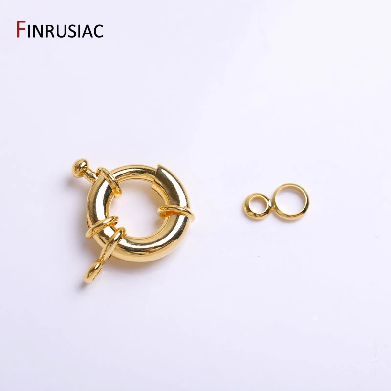 11mm/13mm/15mm 18K Gold Plated Brass Metal Round Spring Clasps Steering Wheel Sailor Clasp For Jewelry Making Fittings Wholesale