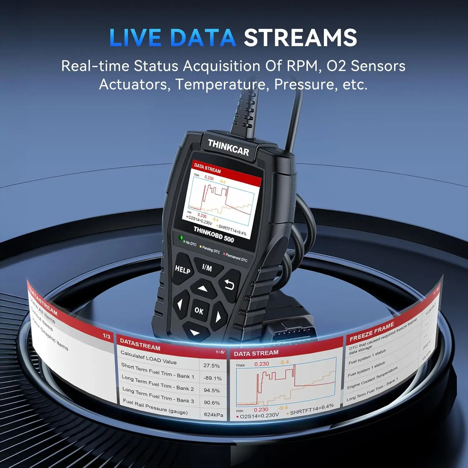 Thinkobd 500 OBD2 Scanner, Full OBD II CAN Diagnostic Tool, Read/Clear Codes, Live Data, 2.8' Display