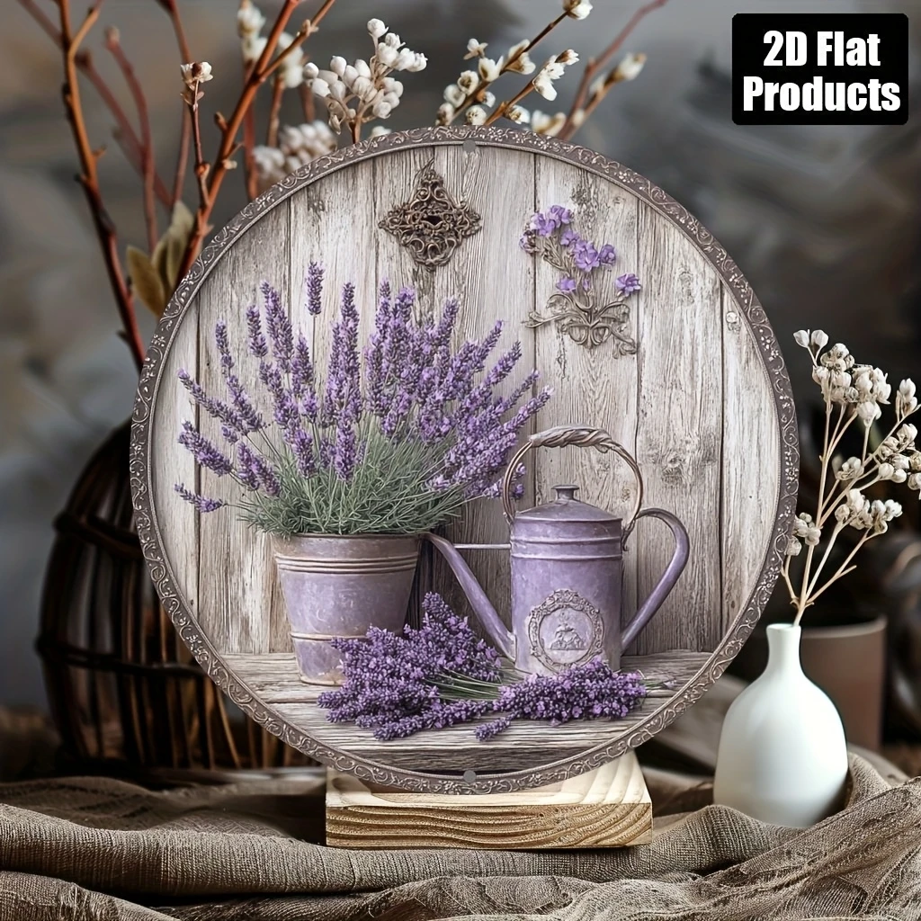 2D 8in Planar Lavender Wooden Circular Disc Home Garden Farm Hanging Decora Summer Autumn Fresh Purple Theme Party Photo Props
