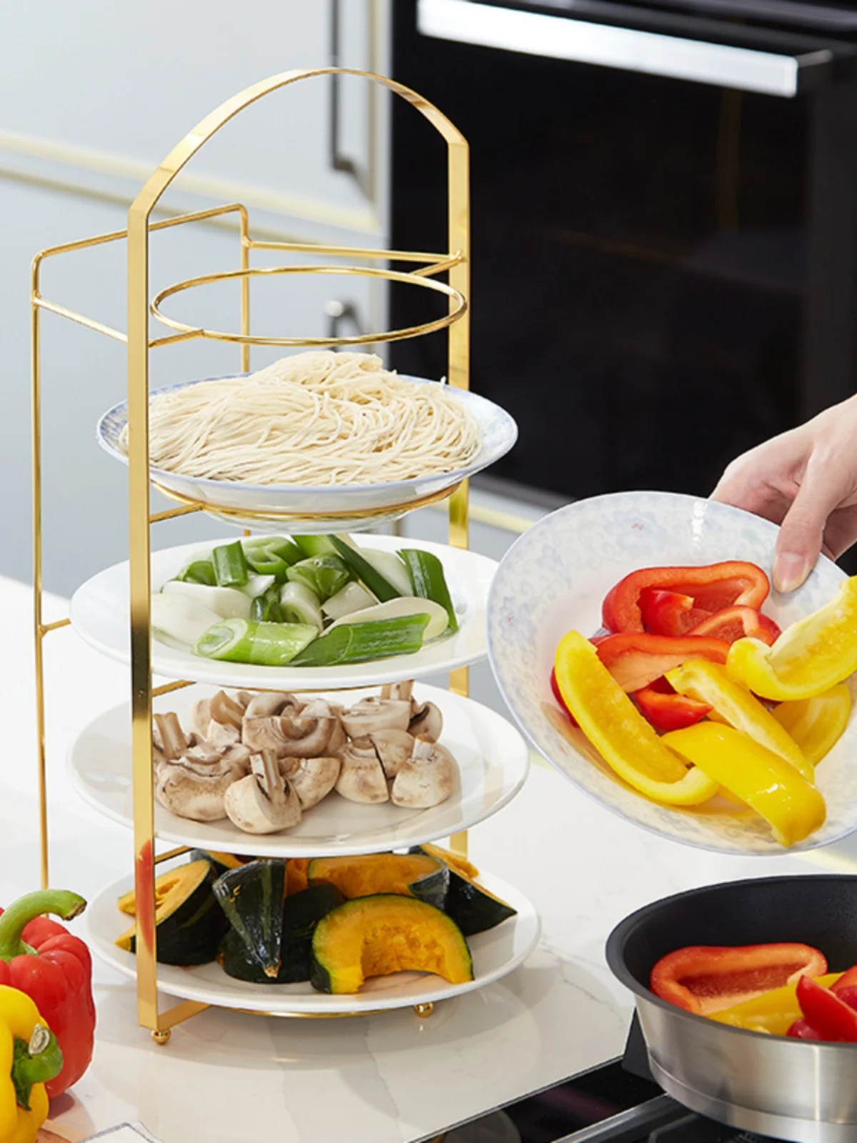 

Creative Kitchen Storage Ra Home Use Handheld Vegetable Preparing elf Wall Mounted Multi-layer Plate Di Organizer
