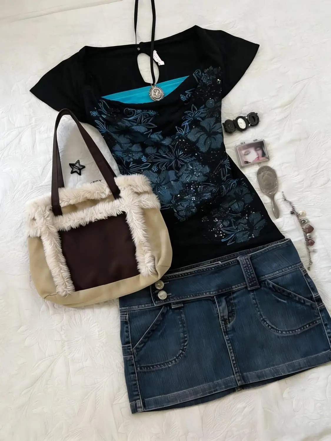 Summer Fake 2 Piece T-shirt Goth Punk Slim Vintage Women's T-shirt Y2k 2000s Streetwear Crop Top Backless Harajuku Tee Shirt Emo