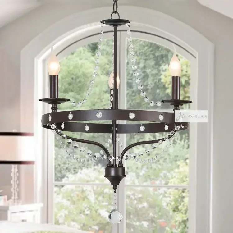 

Fashion iron vintage pendant light simple european crystal pendant light candle lamps 3053 - 3