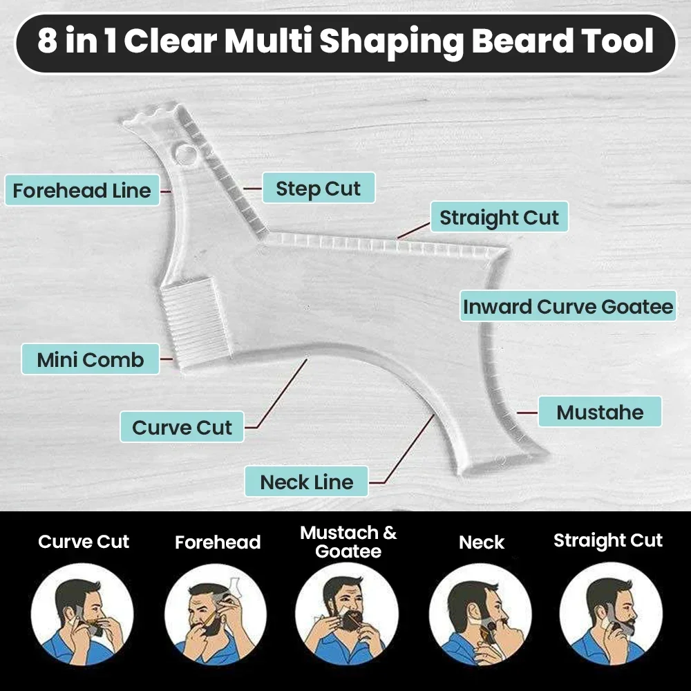 Beard Shaping Comb Men Styling Template Beard Hair Brush for Hair Beard Trimmer Template Stencil Men Beard Salon Styling Tools