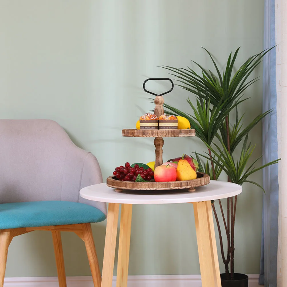 1개 나무 과일 트레이 천연 나무 서빙 플래터 케이크 캔디 디스플레이 홀더 장식용 디저트 랙 베이킹 보관 선반