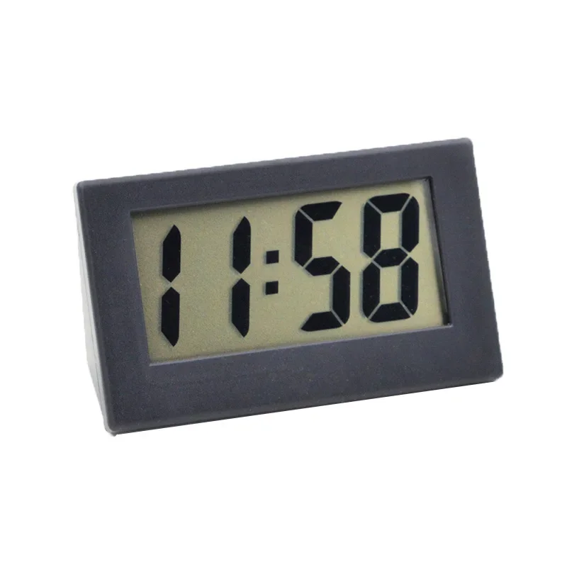 Desk Digital Clock LCD Screen Self-Adhesive Bracket Car Clock Plastic Mini Time Clock Table Watch