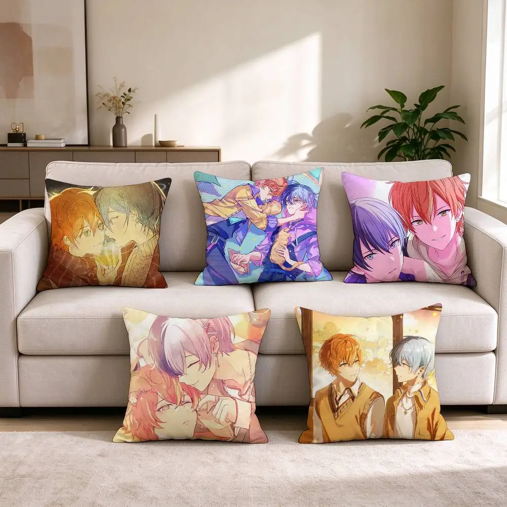 A-Akitoya Project SEKAI Game  Square Double-Sided printed Pillow Case Bedroom Bedside Pillow Sofa Cushion Cover