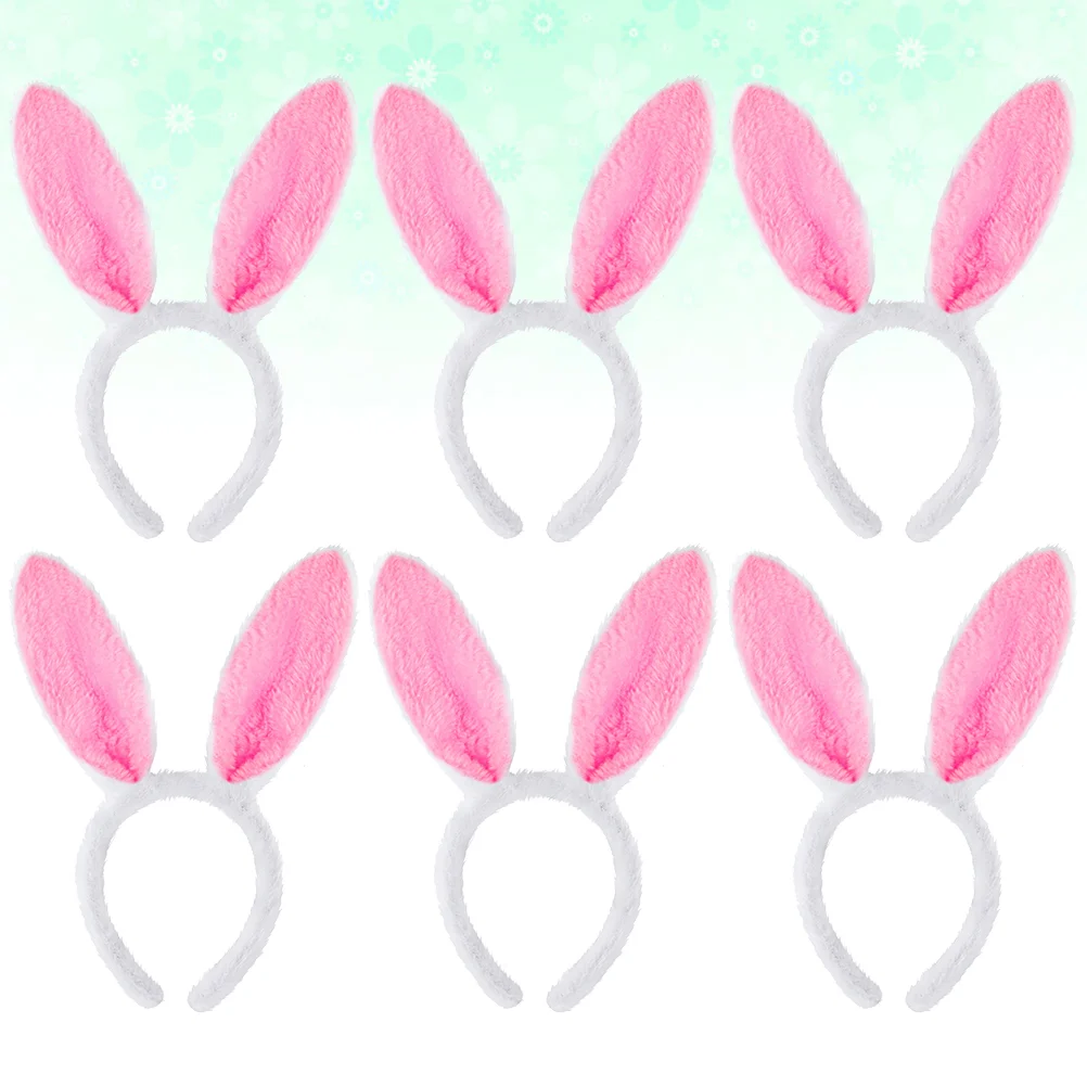 6 PCS Hair Accessories Hoops Pink Outfits Rabbit Ear Bands Headband Party Supplies Headdress Headgear