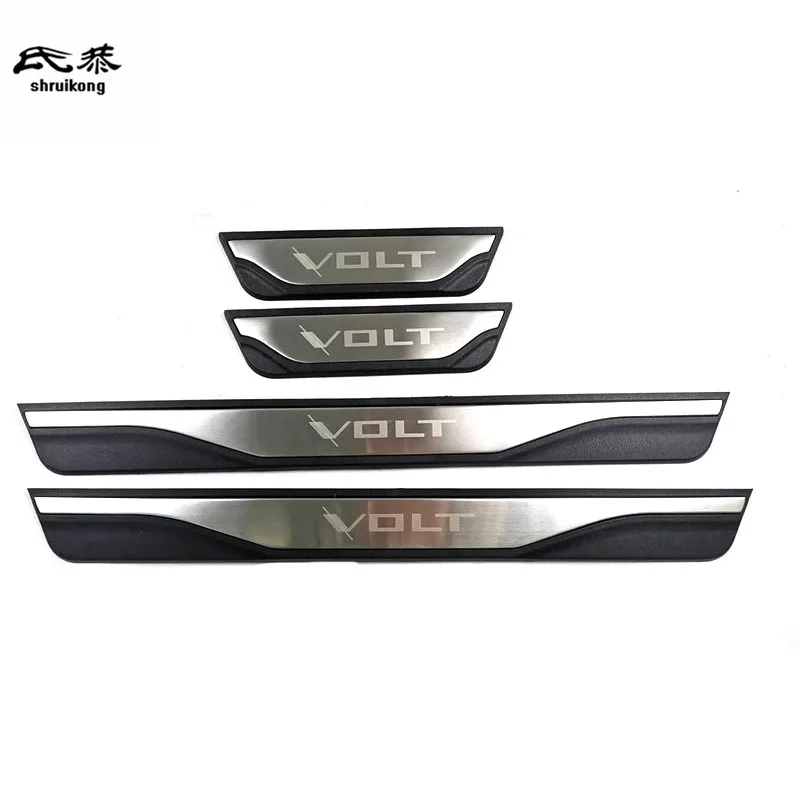 4PCS Plastic And Stainless Steel For 2021 2022 Chevrolet Chevy VOLT Auto Car Door Sill Pedal Welcome Scuff Plate Cover