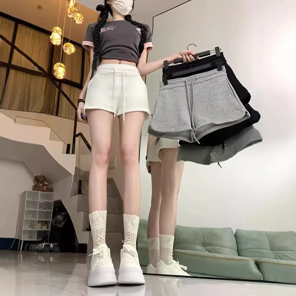 American Style High-waisted Straight-leg Pants Women's Casual Sporty Spicy Girl Style Trunks Heat Pants Slimming Effect