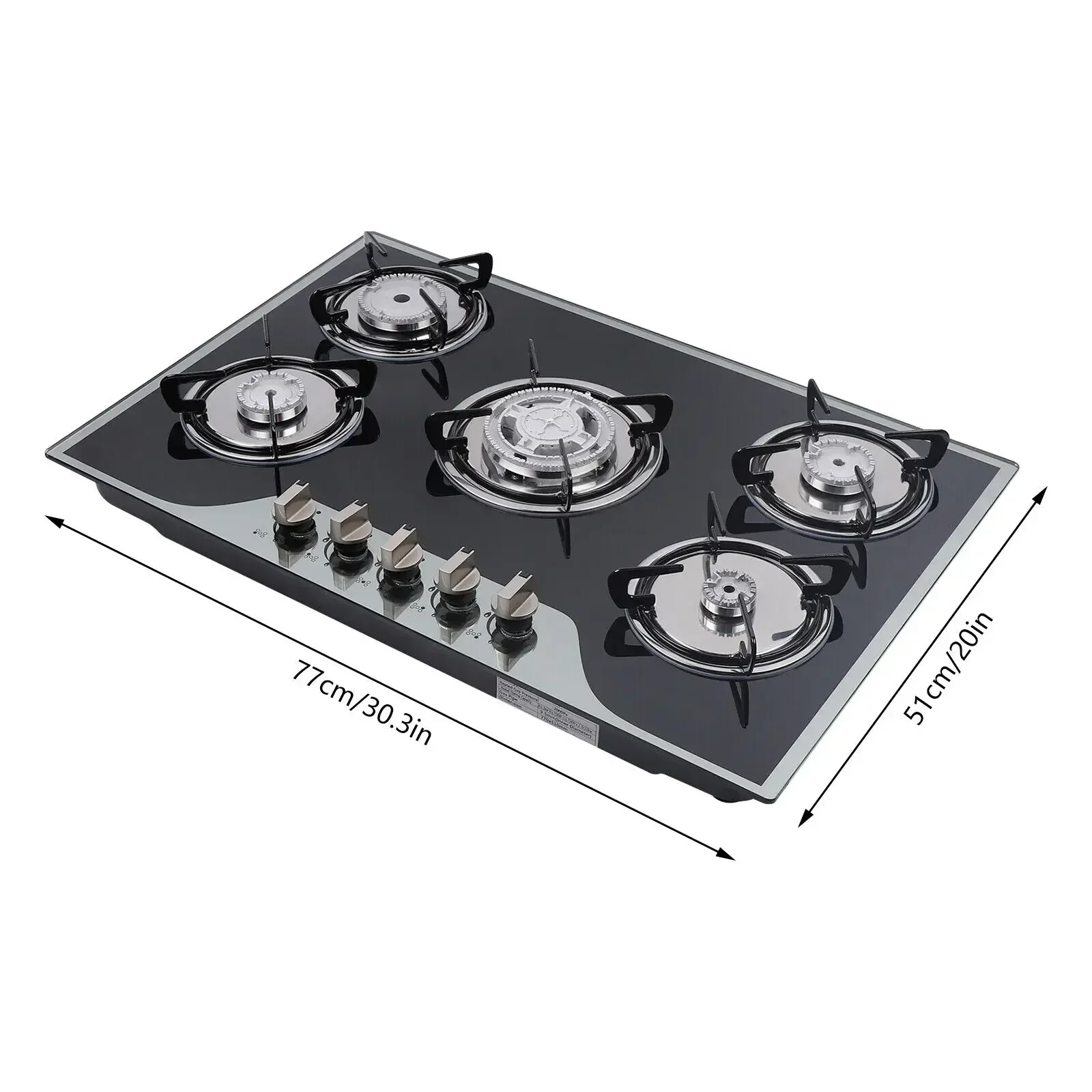 5-Burner Electronic Pulse Ignition Countertop Stove, Gas Stove, 30