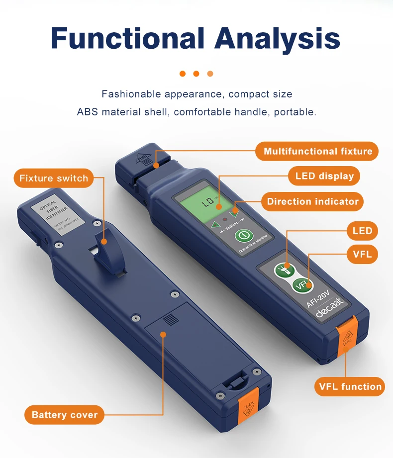 Orientek TFI-40V TFI-45 معرف الألياف الضوئية + ضوء VFL + LED، كاشف معرف الألياف الحية OFI