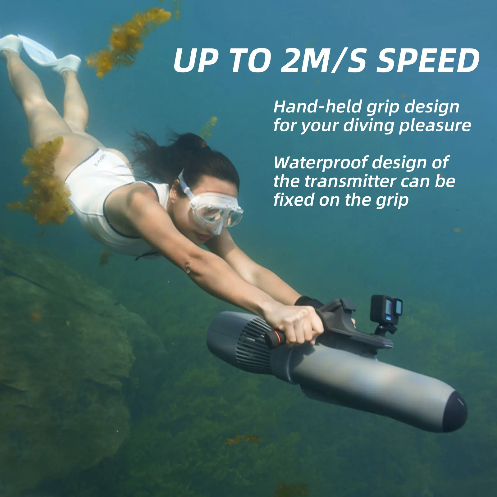 

7kg Thrust Underwater Thruster with Remote Control, 40-60 Min Runtime, All-in-One Motor Battery for Diving/SUP/Kayak