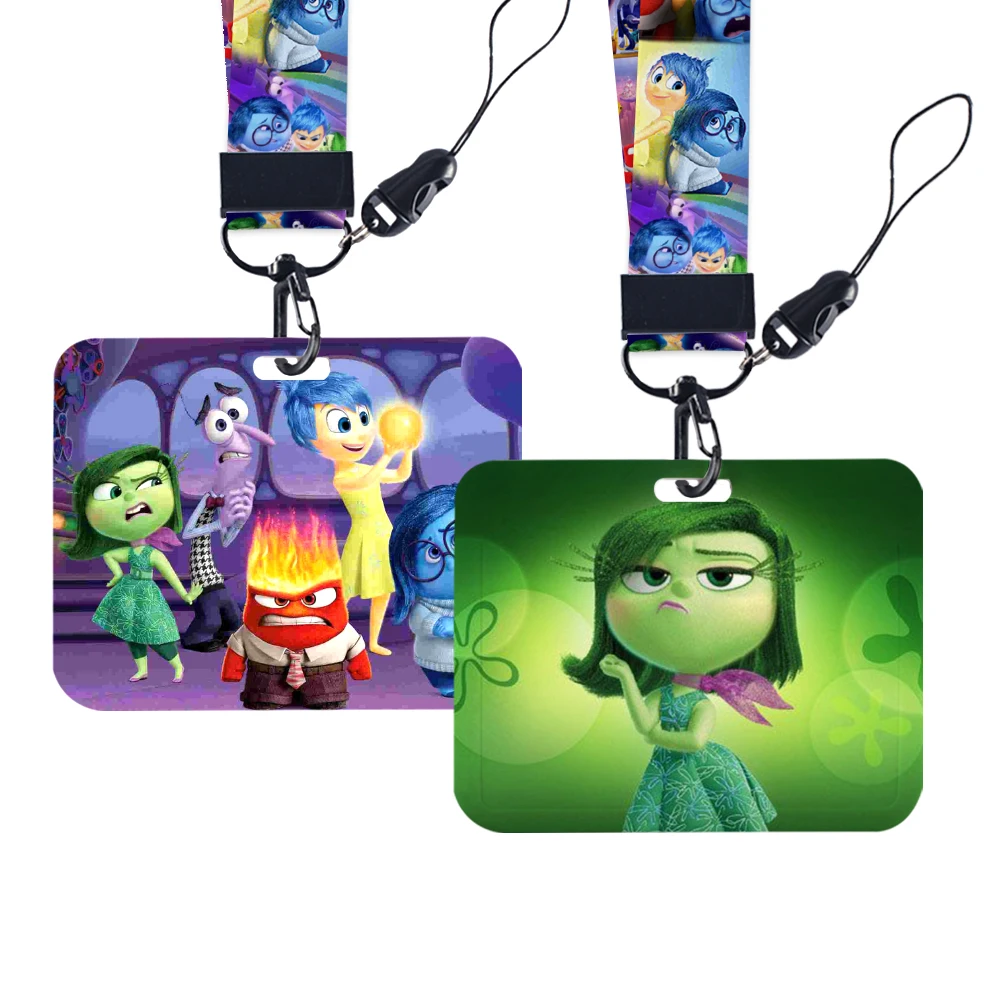 Disney Inside Out 2 Movie Cartoon Bus Id Card Protective Sleeve Slide Cover Card Storage Keychain Pendant