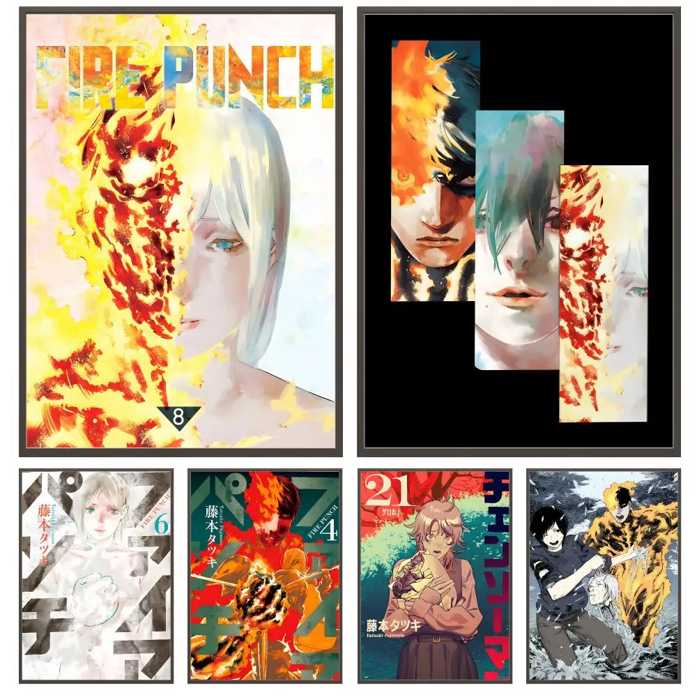 Comic Fire Punch Poster, HD, wasserfest, selbstklebend, Wandkunstdruck, Dekoration für Schlafzimmer, Wohnzimmer, Geschenk