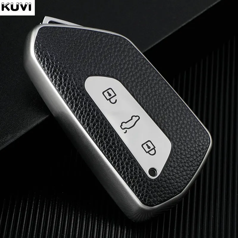 Leather TPU Car Key Case Cover Shell Fob For VW Golf 8 ID4 For Skoda Octavia 4 A8 MK8 For Seat Leon Fr Mk4 Cupra Formentor 2023