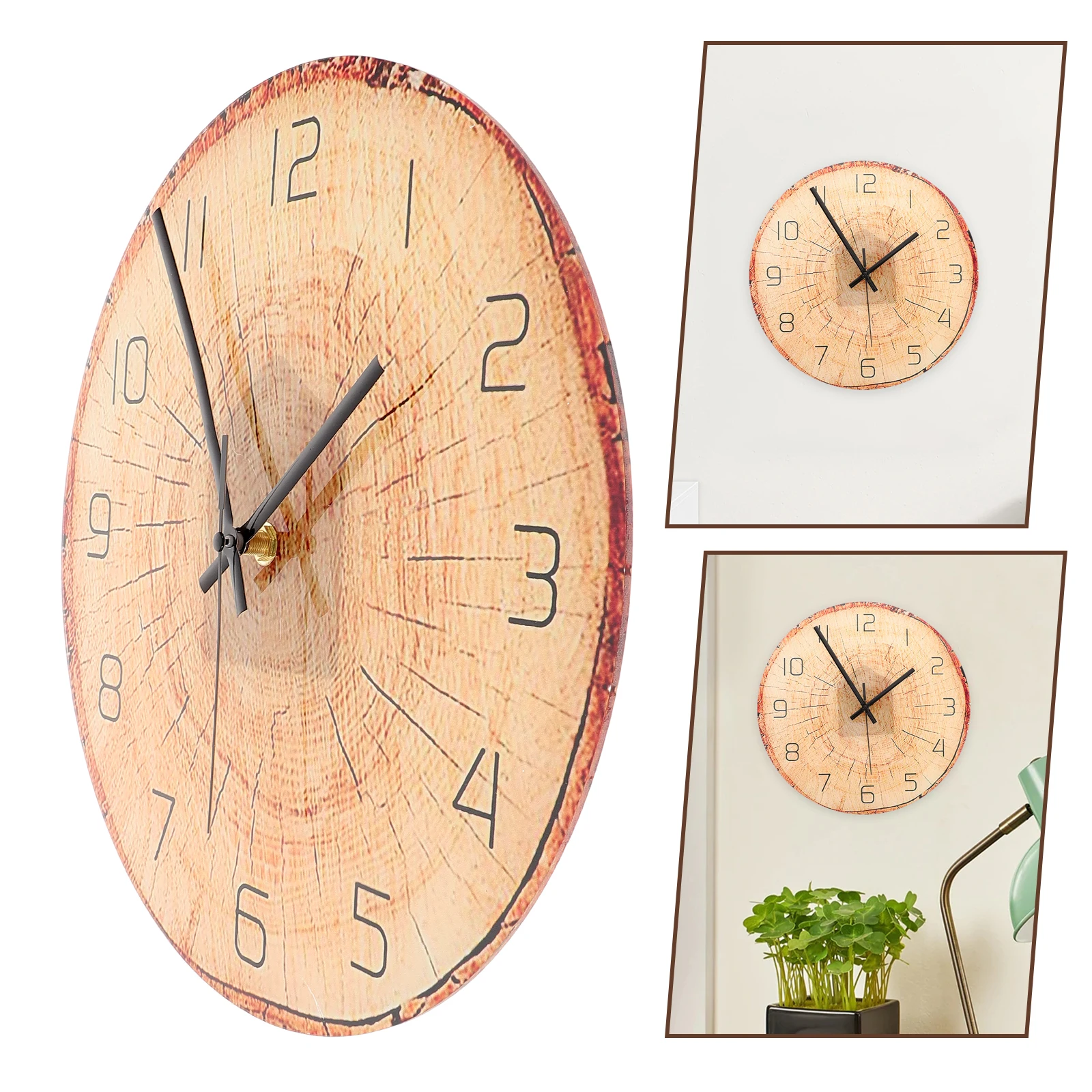 

Wooden Grain Wall For Living Room Bedroom Decorative Hanging Mute Home Clock Pvc Household Clock Chic Adorn Office