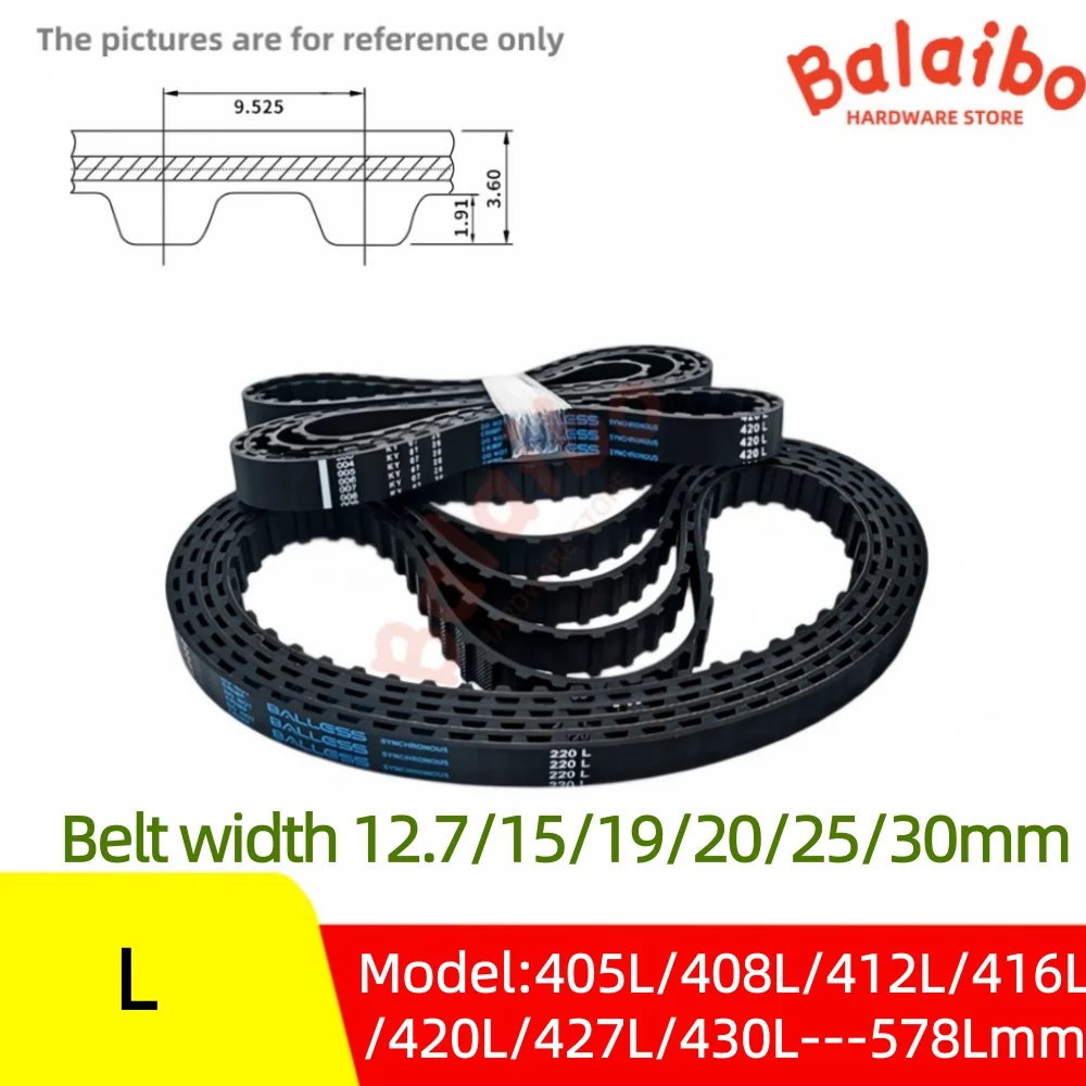 L-type high-quality rubber synchronous belt width 12.7/15/19/20/25/30mm model 405L/408L/412L/416L/420L/427L/430L---578Lmm