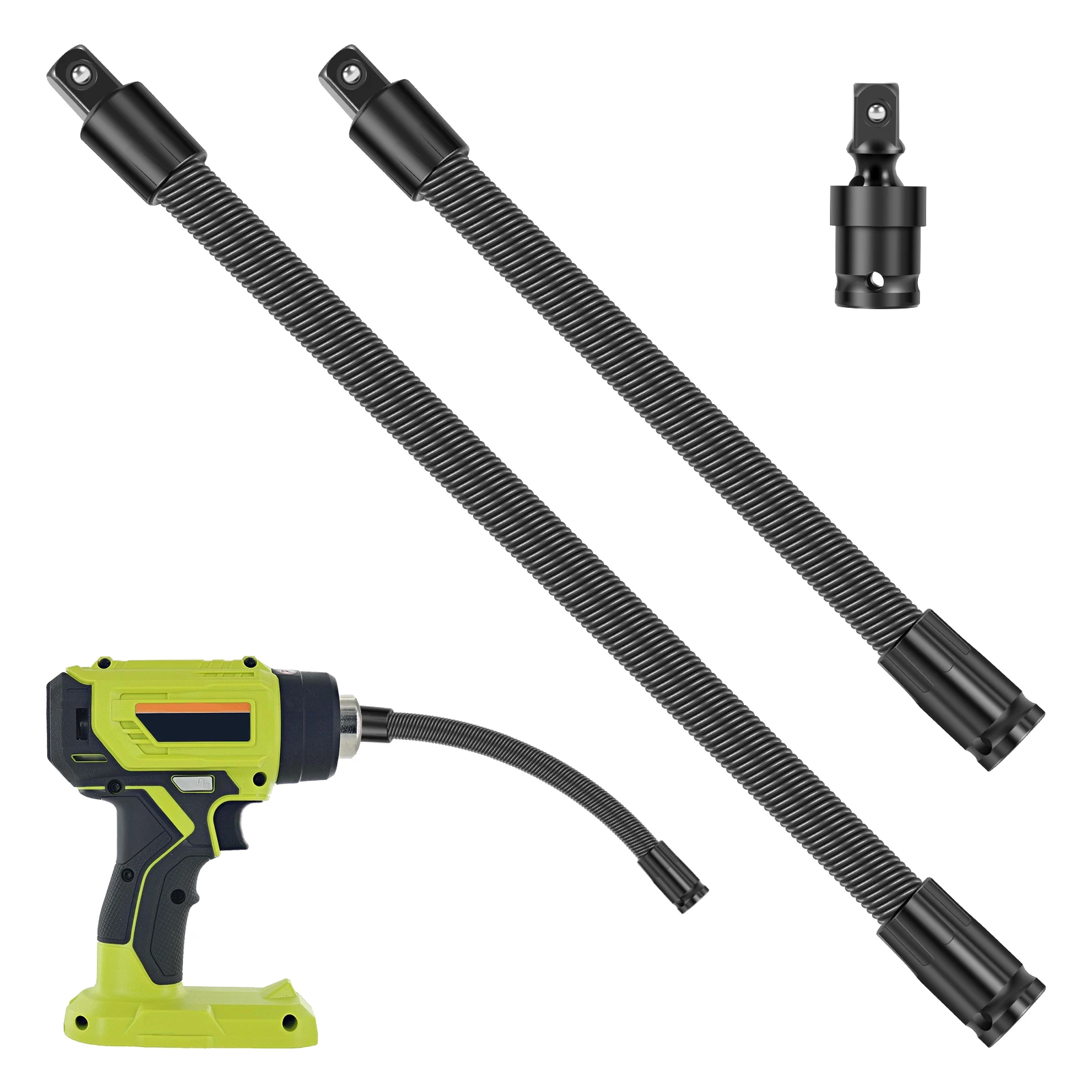 1/2 Flexible Socket Extension Ratchet Spring Bar 45 Degree Bend Heavy Duty CR-V Torque Extender Anti Slip Tool for Mechanic Repa