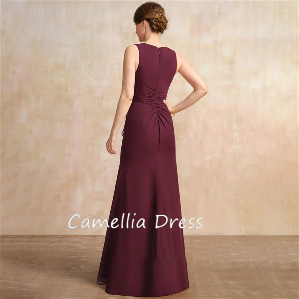 Vestido de gasa con cuello en V para madre de la novia, traje Formal con cuentas, largo hasta el suelo, novedad