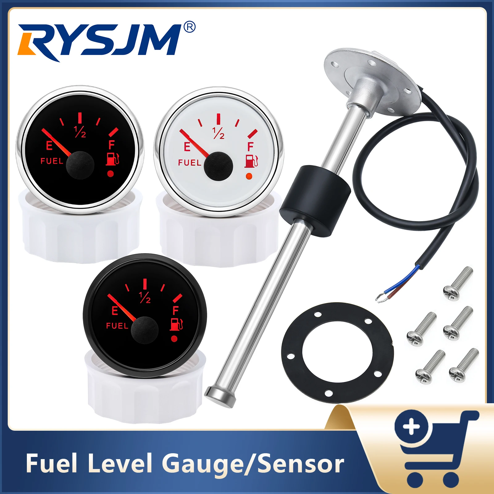Sensor de Nível de Combustível 240-33 Ohm com Medidor de Nível de Combustível de 52mm e Luz de Fundo Vermelha, Indicador de Óleo com Faixa de 100-500mm