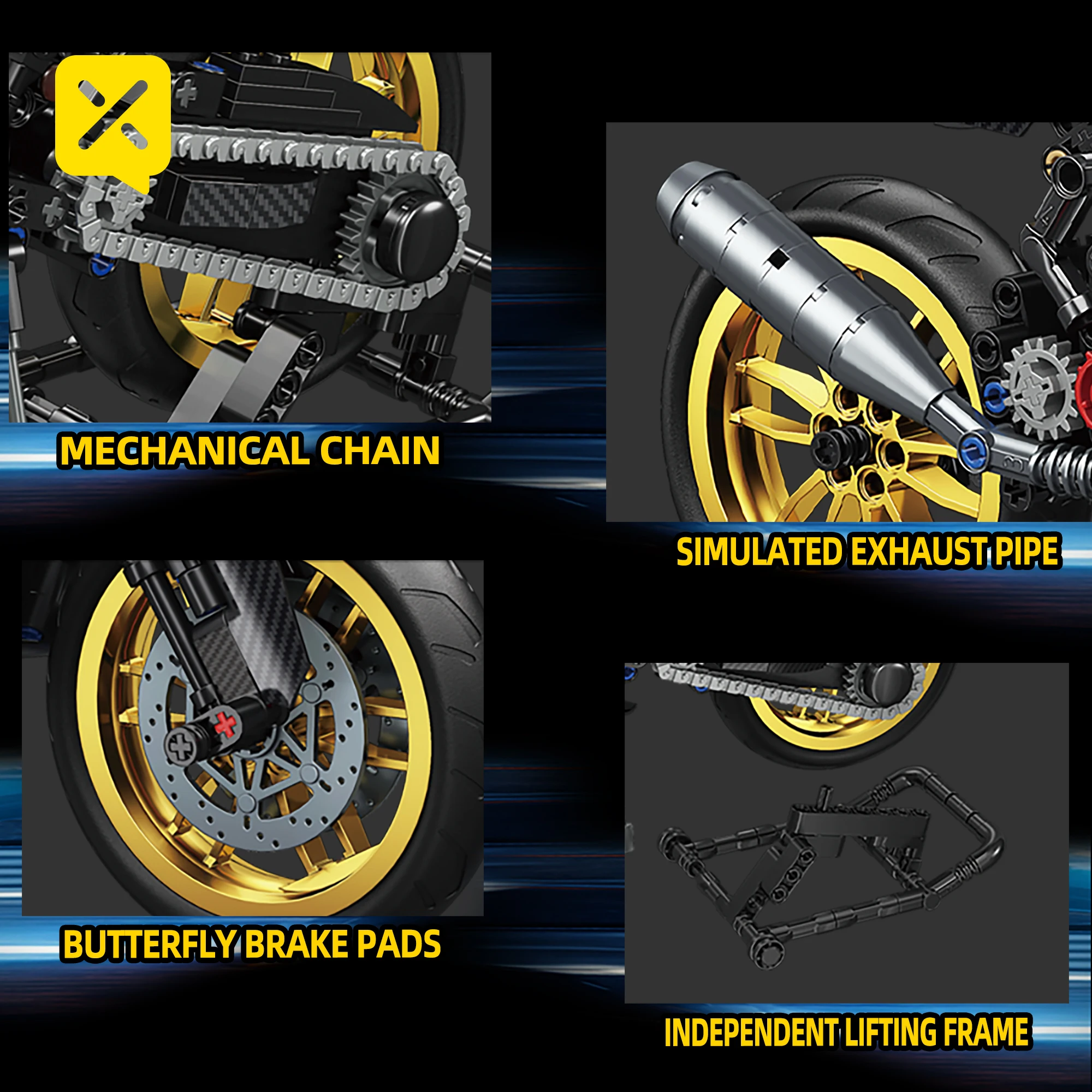 846 قطعة كلاسيكي رائع دراجة نارية بناء نموذج كتل موتو الطريق المتسابق الطوب هدية الكريسماس لعب للبنين الأطفال الكبار التقنية #4