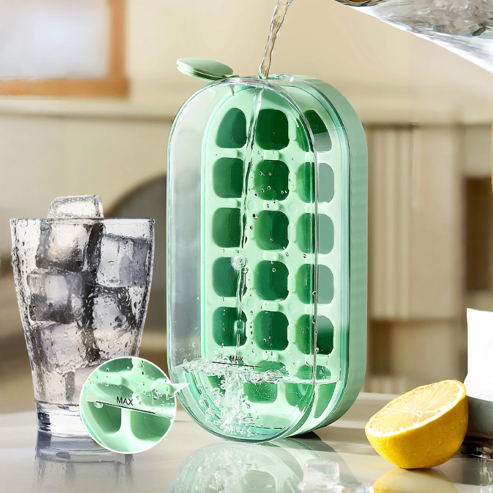 

18 Grids Ice Cube Mold Silicone Press Type Ice Cube Tray Storage Box Refrigerator Ice Cube Maker Popsicle Mold Cold Drink Tools