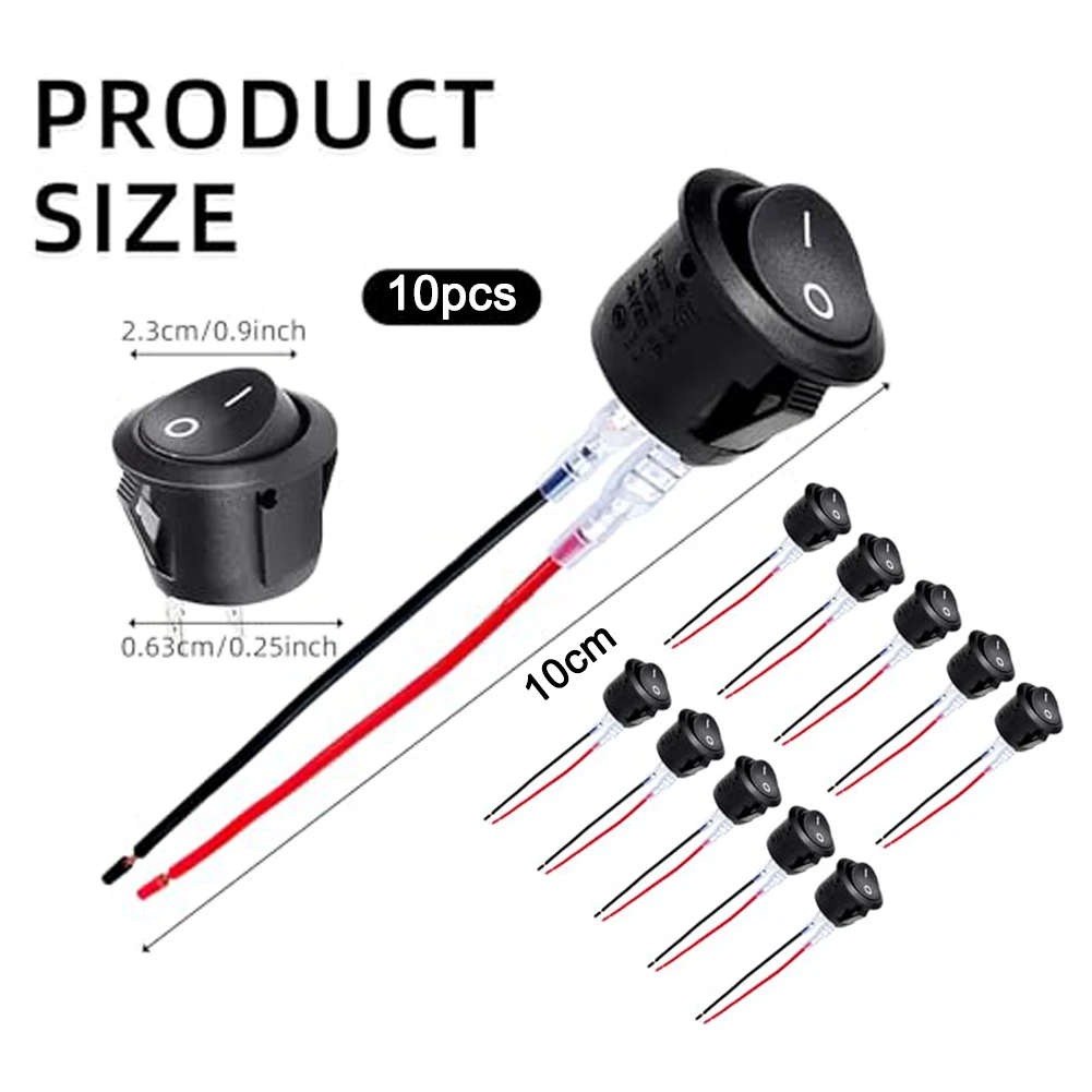 

10 Pack of 2 Pin Rocker Switch with Wiring 6A220V Suitable for Boats Cars For Motorcycles Reliable for Home and Industry Use